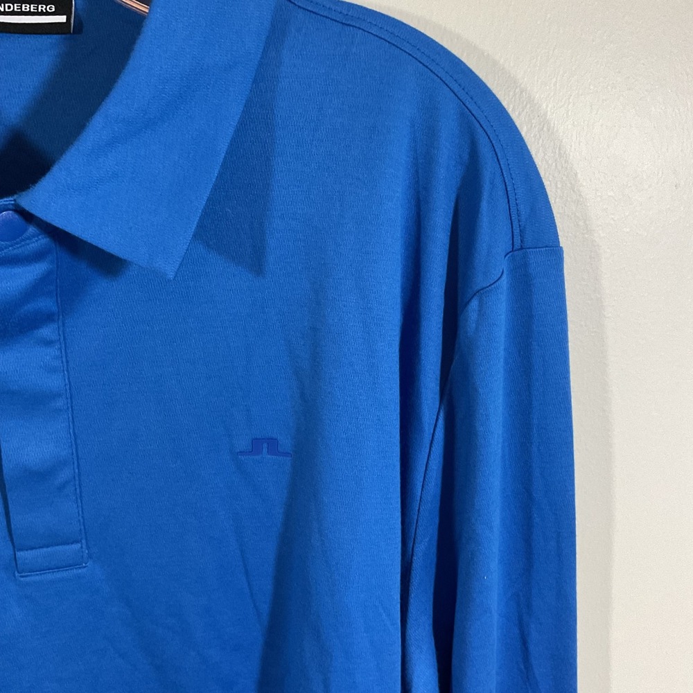J.Lindeberg Perry Long Sleeve Golf Polo Shirt Mens XXL Regular Fit Blue Preppy - Picture 3 of 12